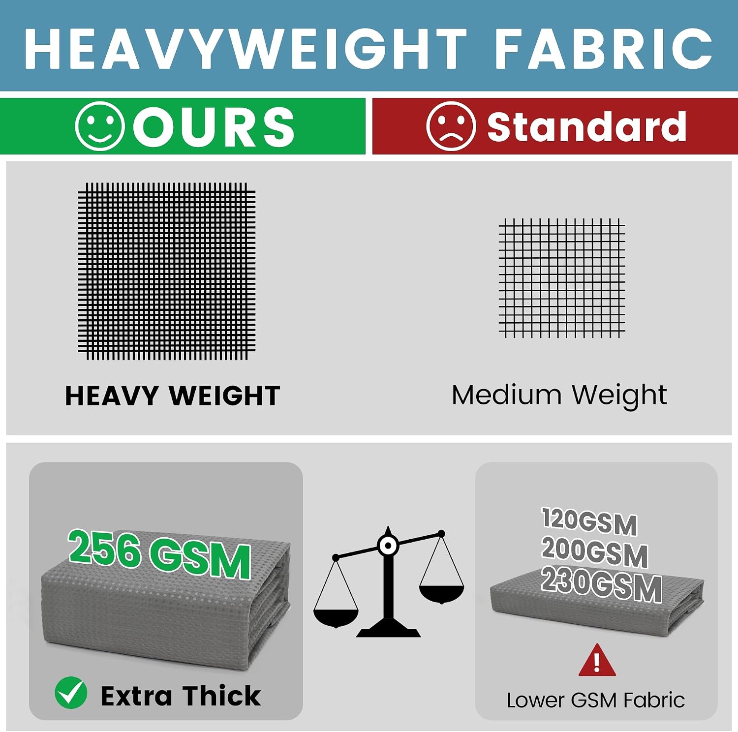 256GSM Heavyweight Waffle Weave Shower Curtain with Snap-in Liner, Extra Thick & Luxury Weighted Fabric Bath Curtain
