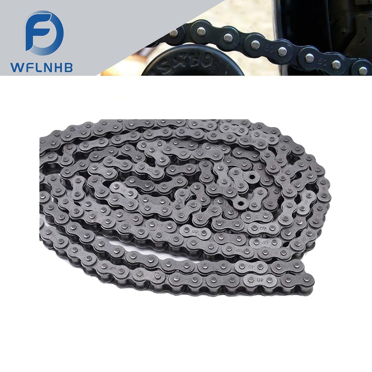 WFLNHB #40 10 Feet Roller Chain with 2 Connecting Links