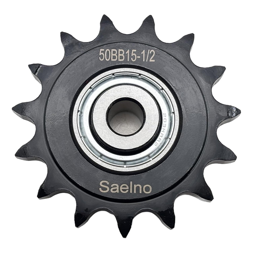 #50 Roller Chain Idler Sprocket Type C 1/2" bore 15 Tooth with Bearing 203KRR2,Hardened Antirust 1045 Steel Drive Sprockets 50BB15-1/2