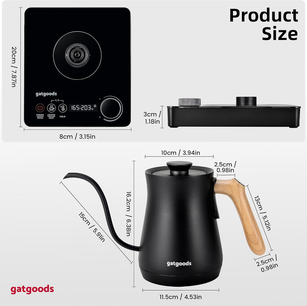Electric Gooseneck Kettle – Precise Temperature Control, 1200W Fast Boil, Keep Warm Feature, Ideal for Pour-Over