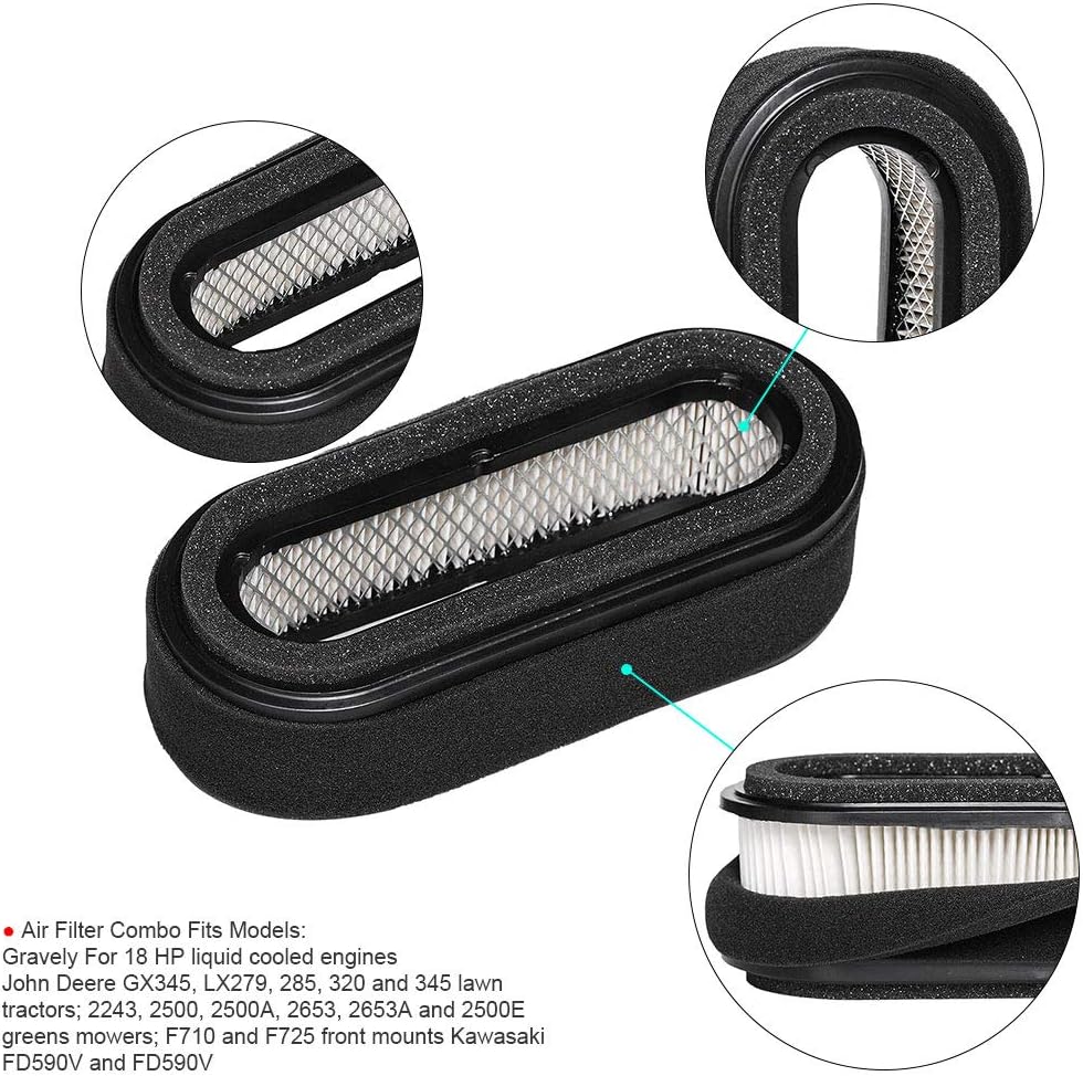 11013-2205 Air Filter Pre Filter 49065-7010 Oil Filter Fuel Filter Spark Plug Kit Compatible with Kawasaki FD590V