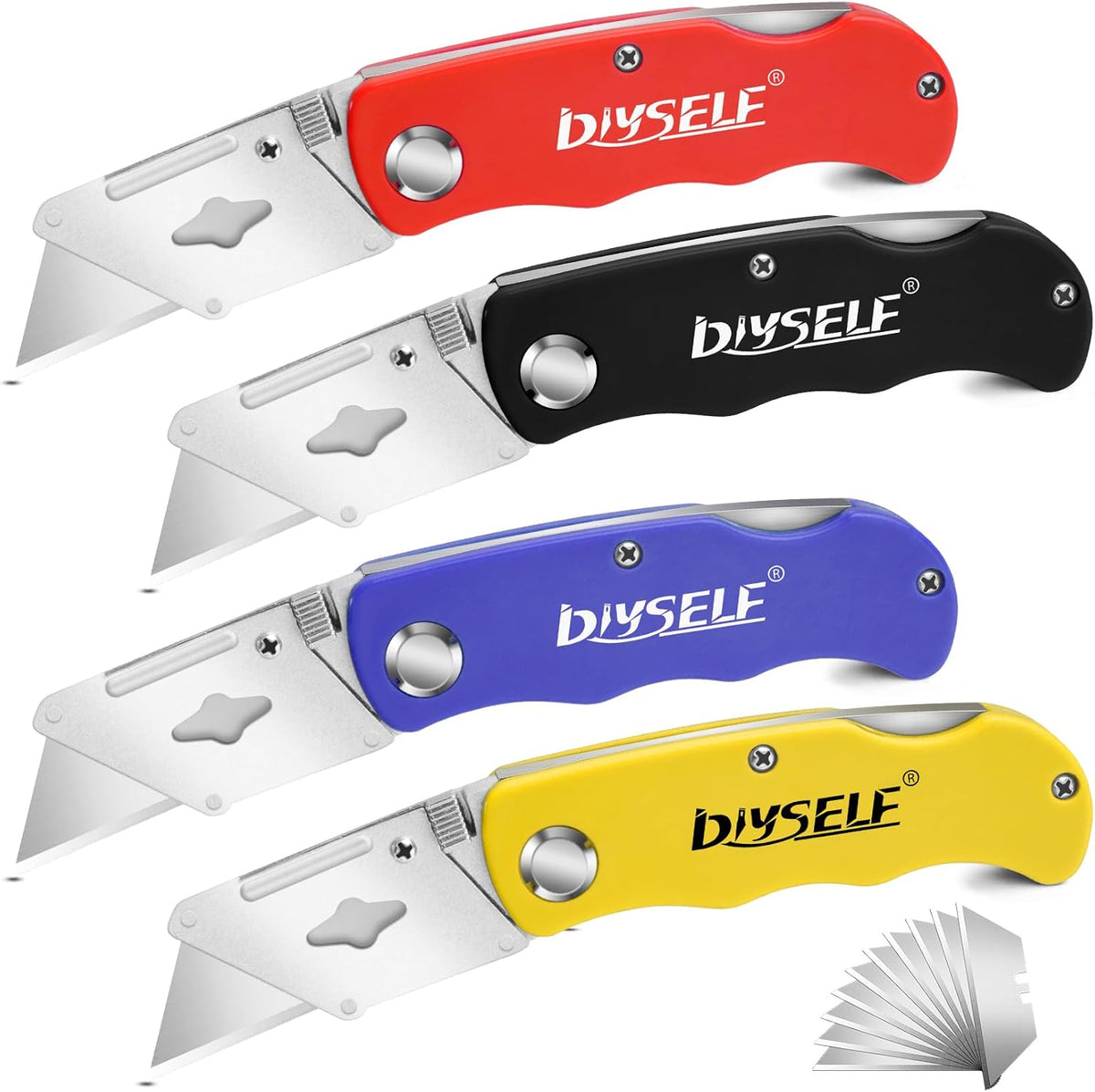 4 Pack Box Cutter Utility Knife with 10 Extra Blades