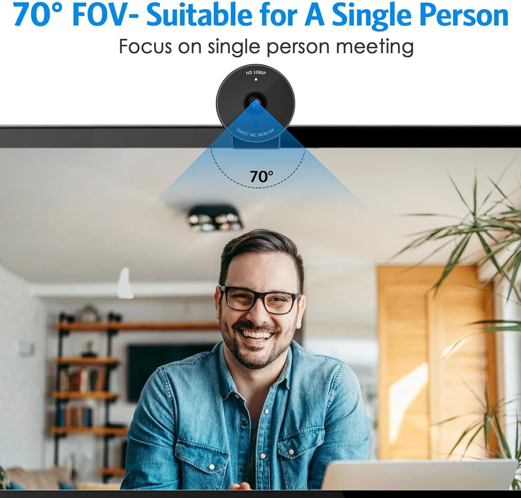 C950 1080P Webcam - USB Webcam with Microphone & Physical Privacy Cover, Auto Light Correction, Fixed Focus, USB Plug