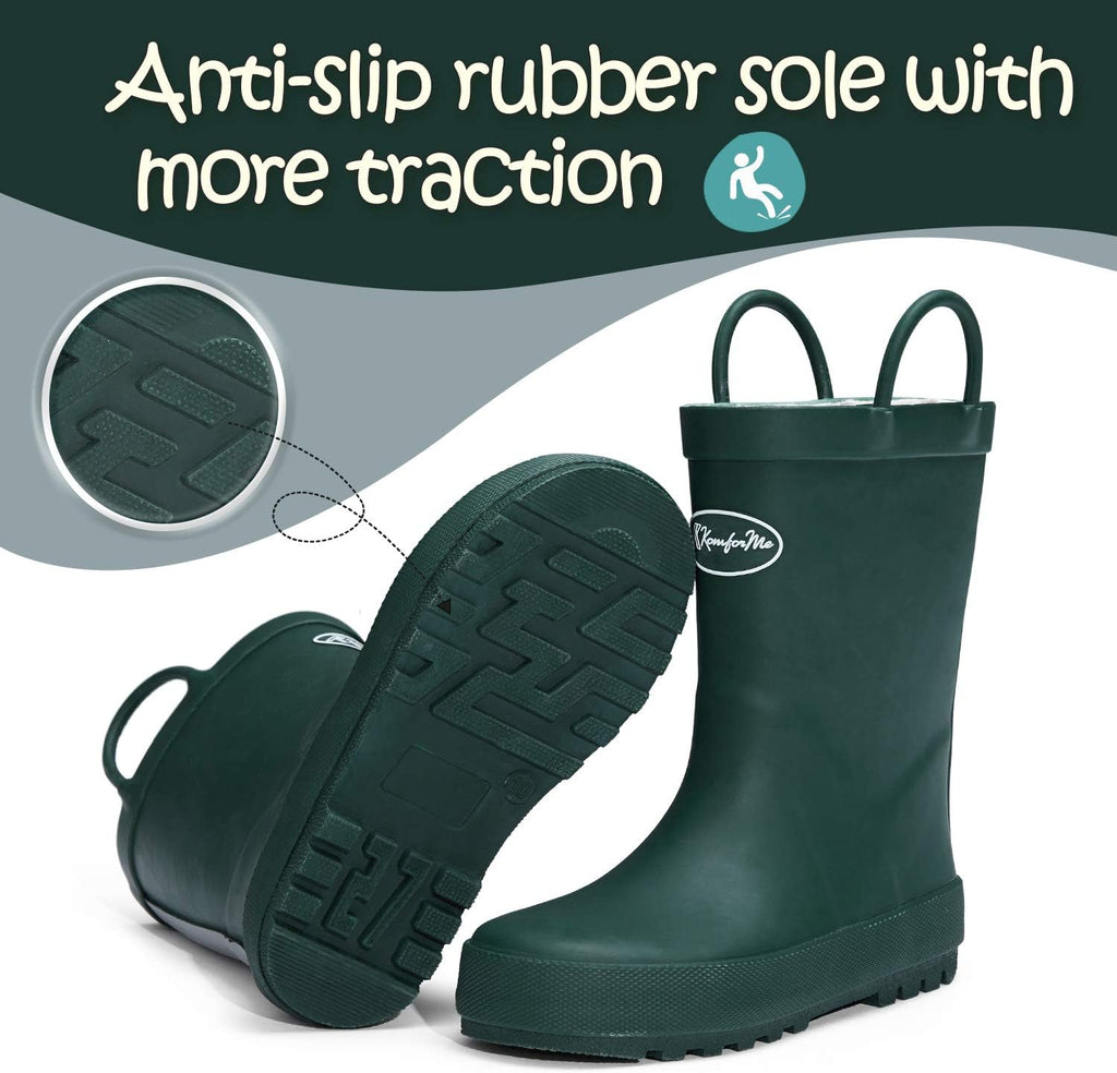 Kids Rain Boots, Waterproof Rubber Boots with Easy-on Handles | Pull on, Slip-resistant, Double Handles