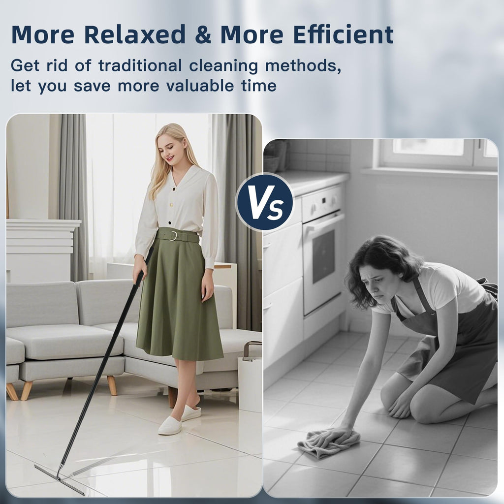 12-51’’ Telescopic Window Squeegee for High Windows, 2-in-1 Window Cleaning Kit with Extra Silicone Blade & Hook