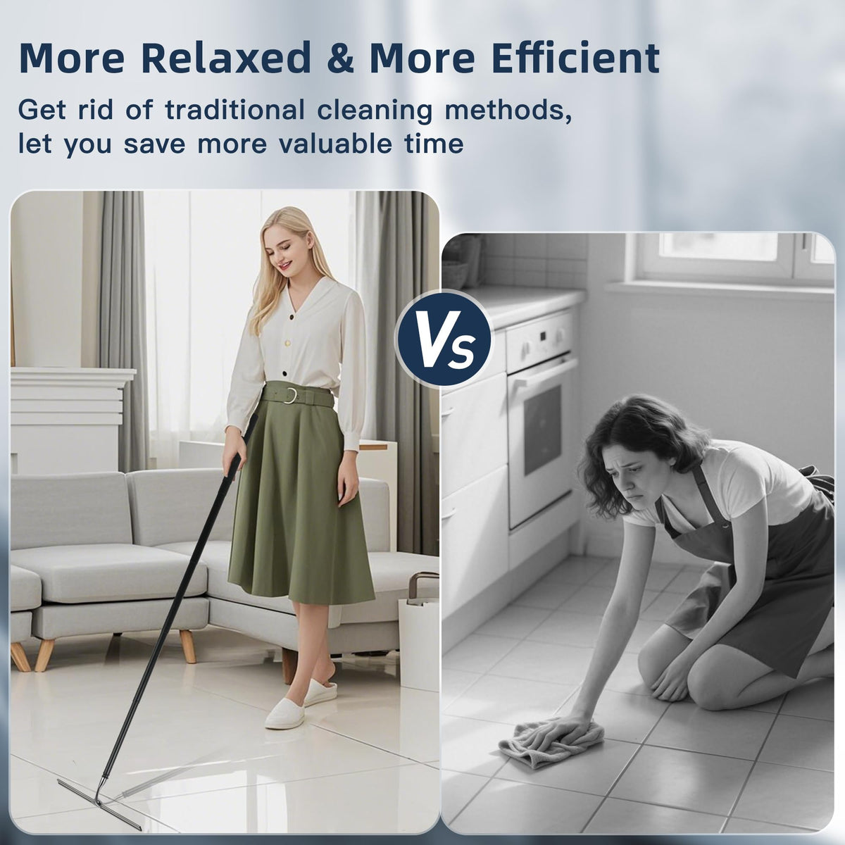 12-51’’ Telescopic Window Squeegee for High Windows, 2-in-1 Window Cleaning Kit with Extra Silicone Blade & Hook