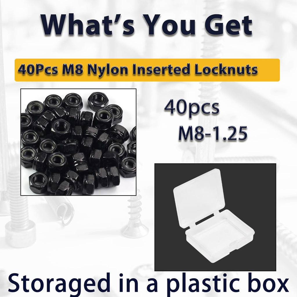 M8 Lock Nut Nylon Inserted Locknuts for Patio Furniture M8 Bolts