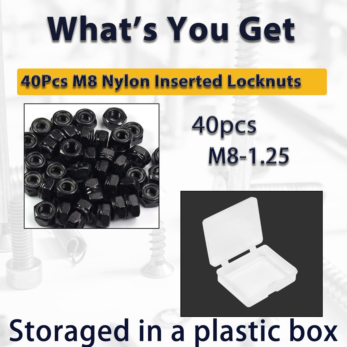 M8 Lock Nut Nylon Inserted Locknuts for Patio Furniture M8 Bolts