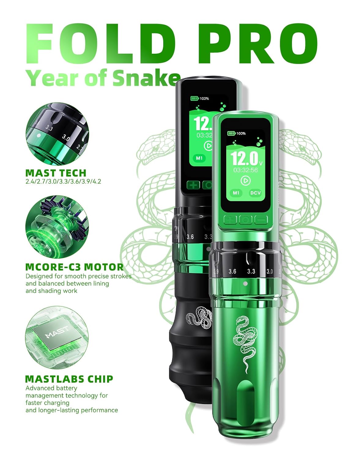 Fold Pro Wireless Tattoo Pen Machine Kit