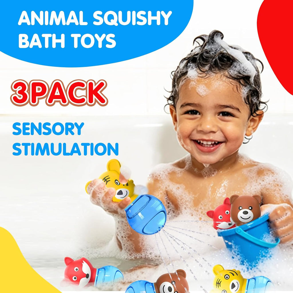 Sensory Bath Toys for Toddlers 1-3: 3PCS Bathtub & Pool Squirt Toys for Kids | Water Table & Tub Floating Toys |