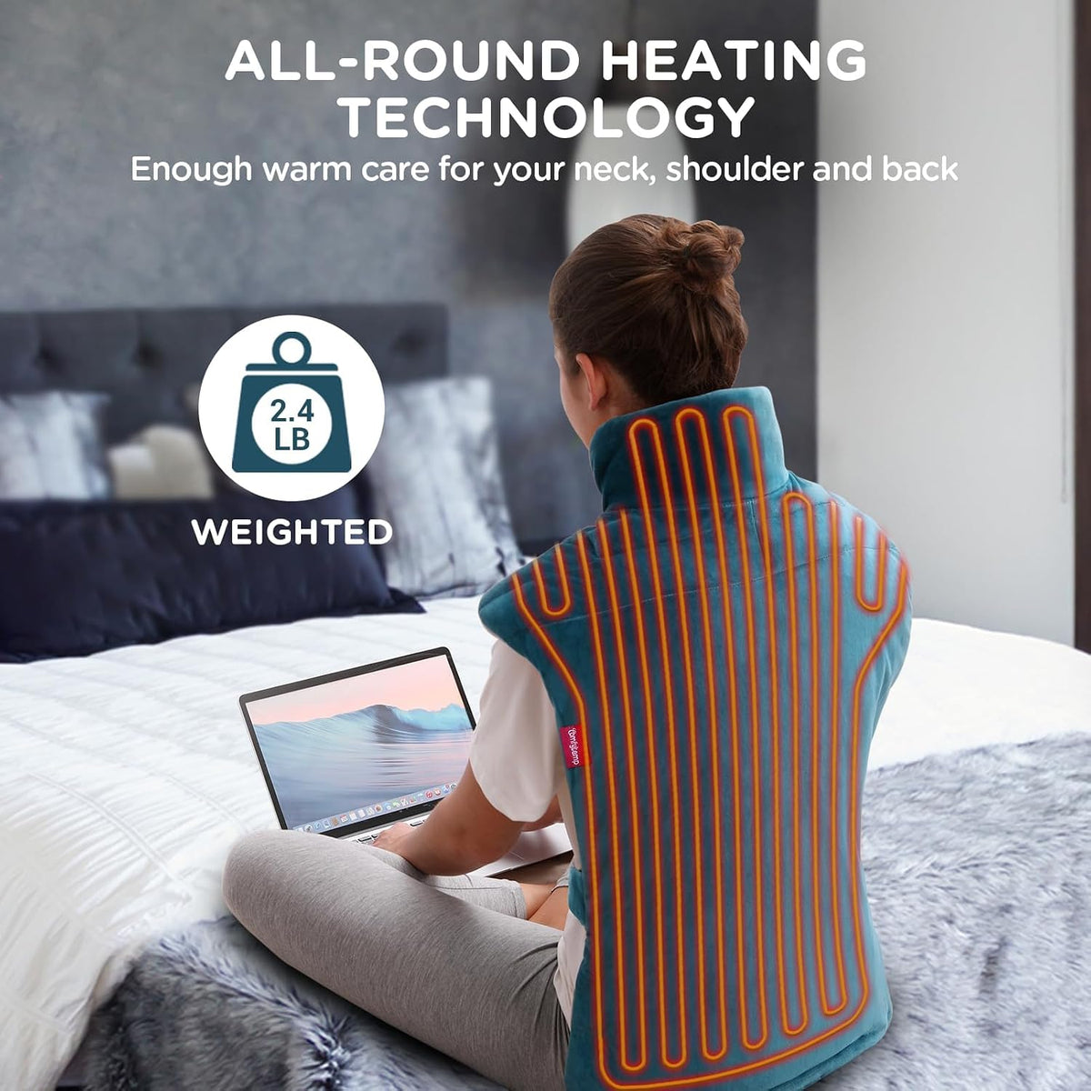 Weighted Heating Pad for Back Neck Shoulder, 22"x33" FSA Eligible