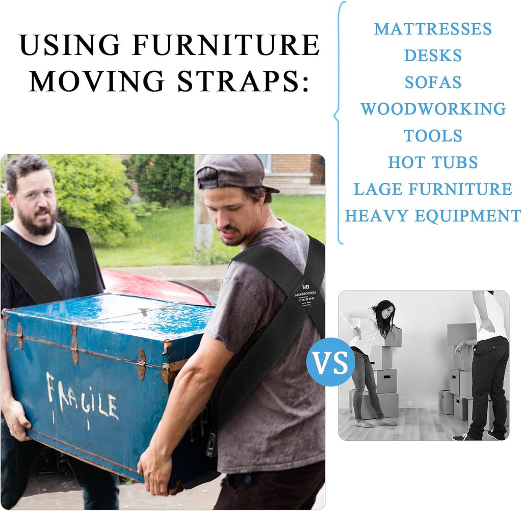 Moving Straps(5" of Width), Lifting Straps for 2 Movers, Shoulder Moving Straps Perfect for Equipment, Appliances