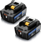 2-Pack 6.0Ah Replacement for Makita 18V Battery BL1860B, (Black)