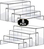 Acrylic Risers Display Stands, Acrylic Stands for Display 8Pcs 2Set | Clear Acrylic Display Risers,Display Shelf for