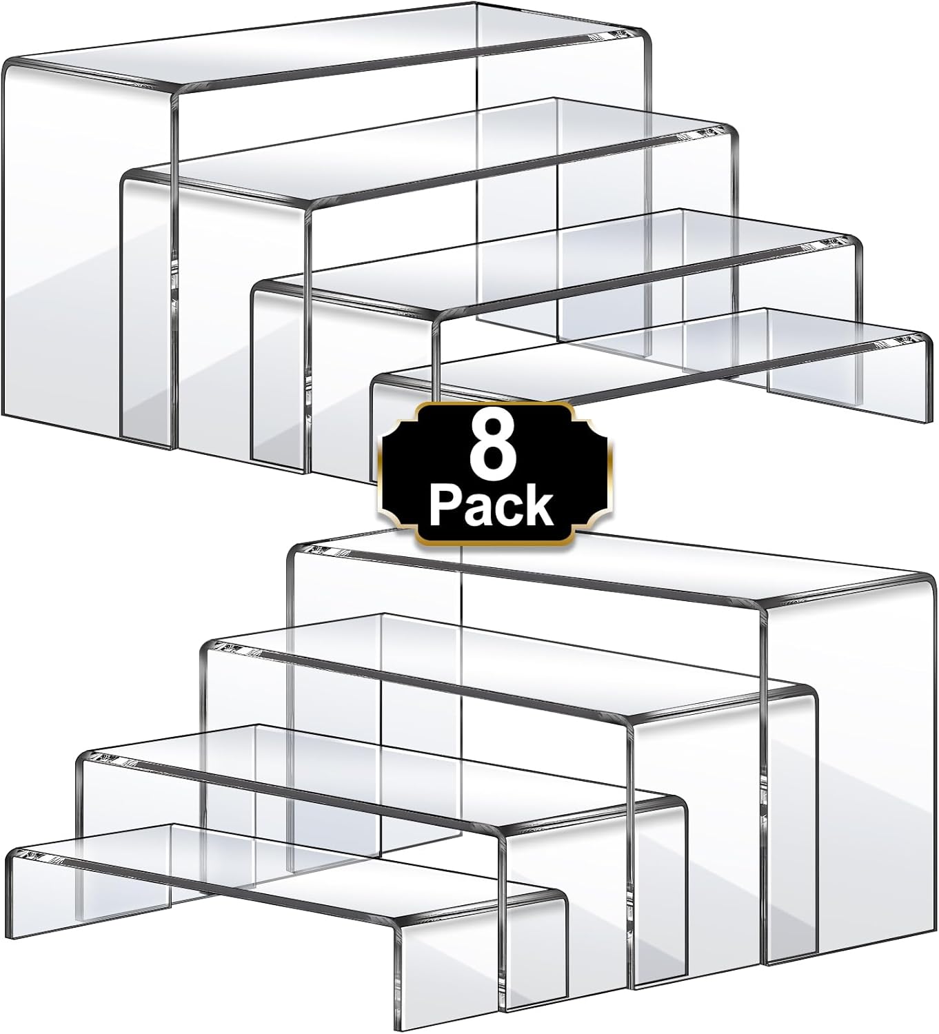 Acrylic Risers Display Stands, Acrylic Stands for Display 8Pcs 2Set | Clear Acrylic Display Risers,Display Shelf for