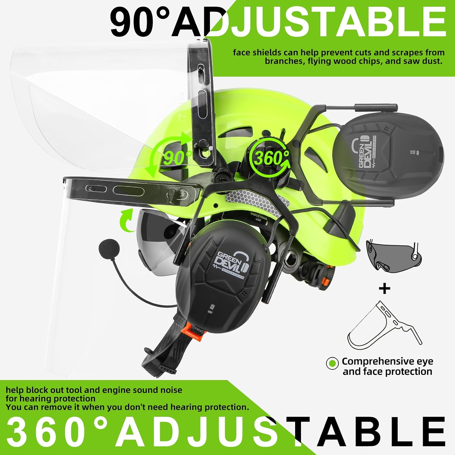 Forestry Chainsaw Safety Helmet with Bluetooth Ear Muffs Arborist Helmet Hard Hat with Built-in Visor Face Shield 5