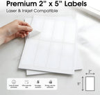 2" X 5" Matte White Printable Shipping Labels (30 Sheets, 240 Stickers)