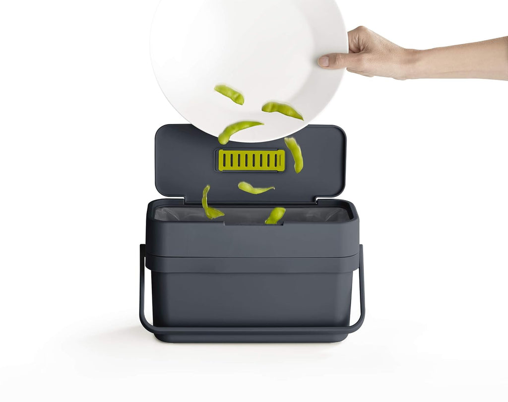 Joseph Joseph Compo Mountable Food Waste Caddy, Easy-Fill with Adjustable Air Vent Compost Bin, 4 Liters/1 Gallon