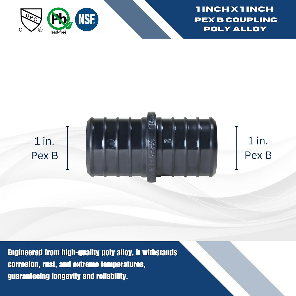 15 Pack XFITTING 1 in Pex Coupling Poly Alloy Coupling, Plastic