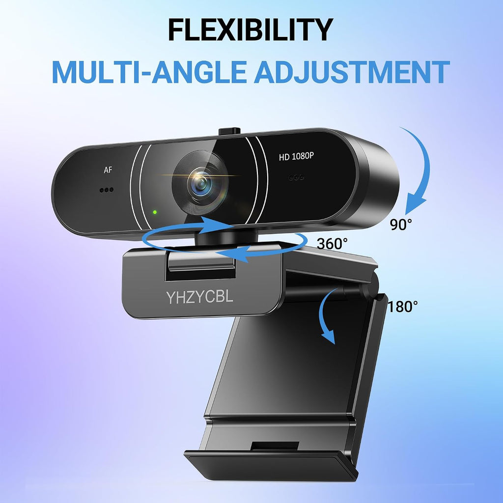 1080p Webcam for pc with Microphone, Auto Focus, with Privacy Cover | Plug & Play USB Computer Camera for Desktop