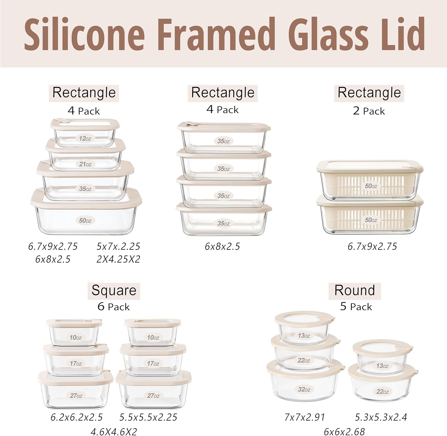 Glass Food Storage Containers with Glass Lids, Microwave Safe Food Container Set, Aitight Meal Prep Container Set