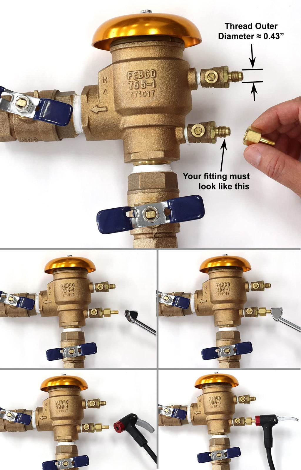 Vibrant Yard Co. LLC Winterize Backflow Preventer Adapter, 1/4 in SAE Flare