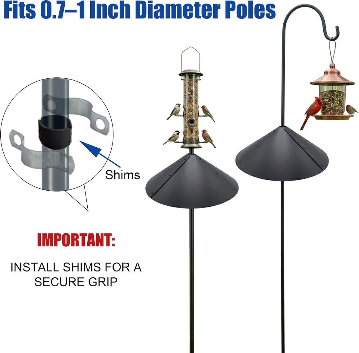 Squirrel Baffle for Bird feeders Pole, Squirrel Proof Cone.