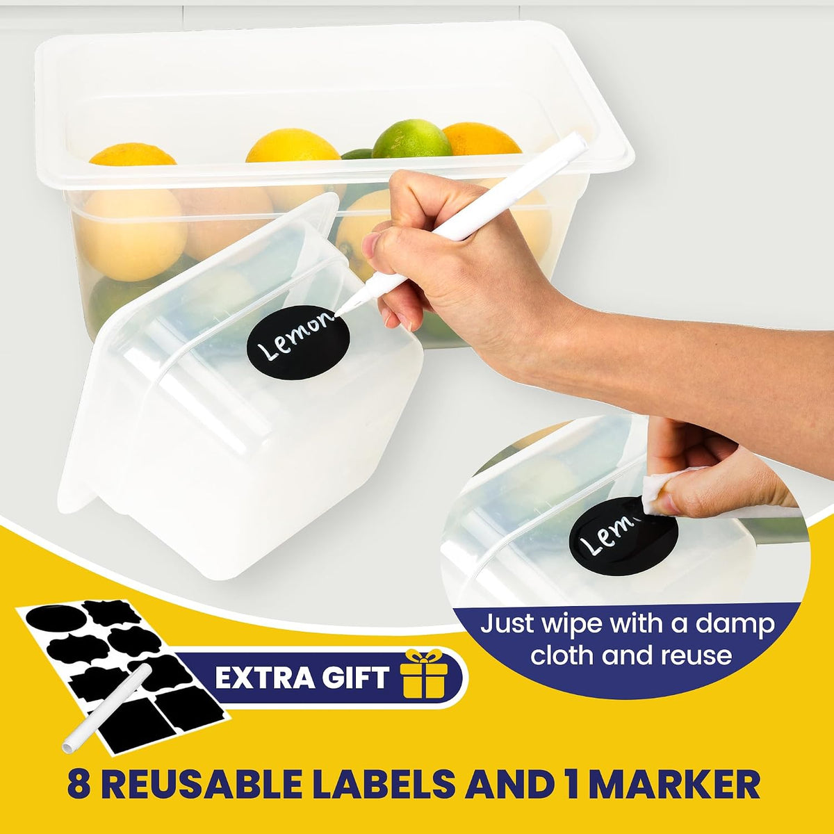 6 Pack 1/3 Size 6" Deep Food Pans with Lids, Translucent