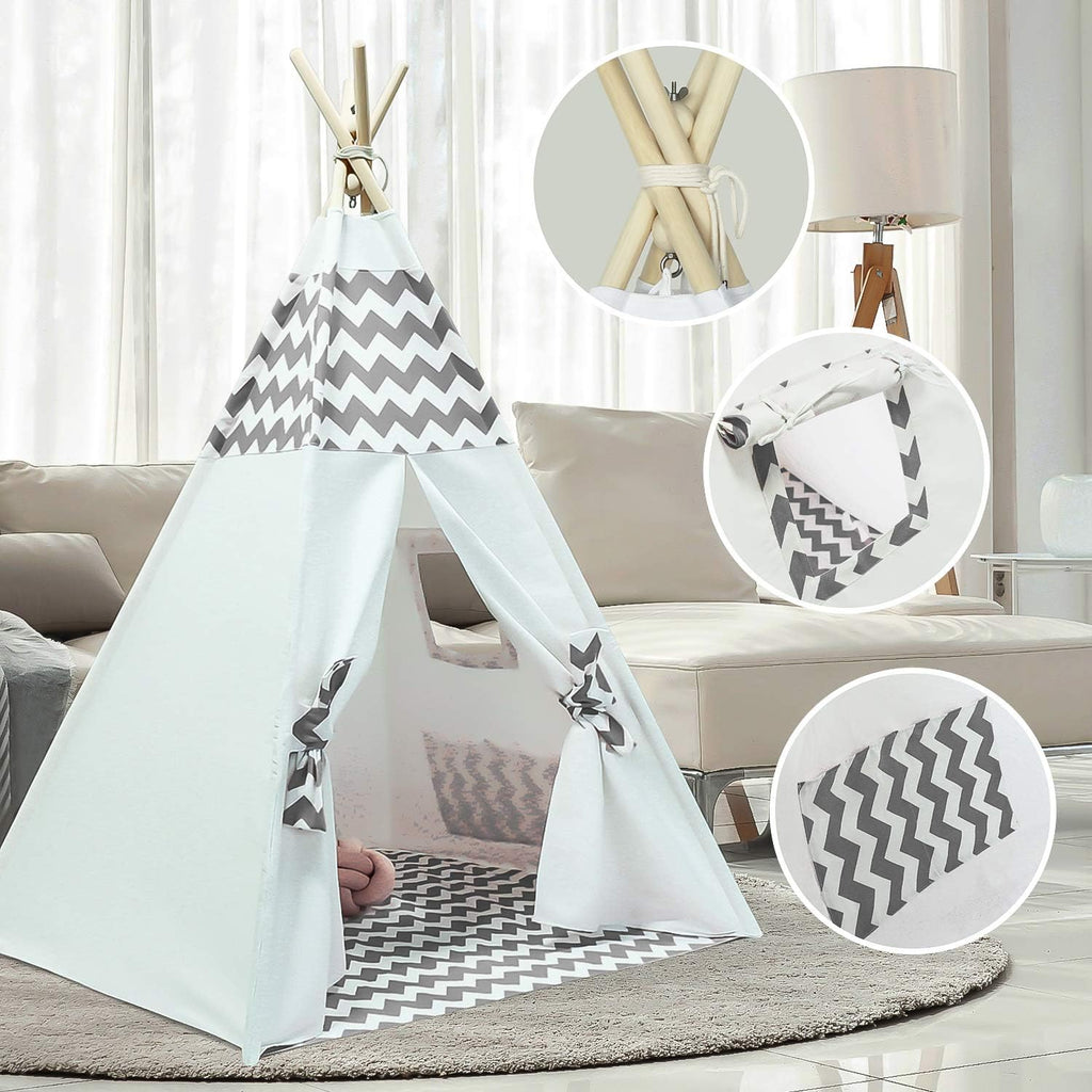 Boys Teepee Tent for Kids Teepee Baby Teepees for Boys Girls Baby Kids Tent Indoor Tepee Grey Chevron Tepees Toddler