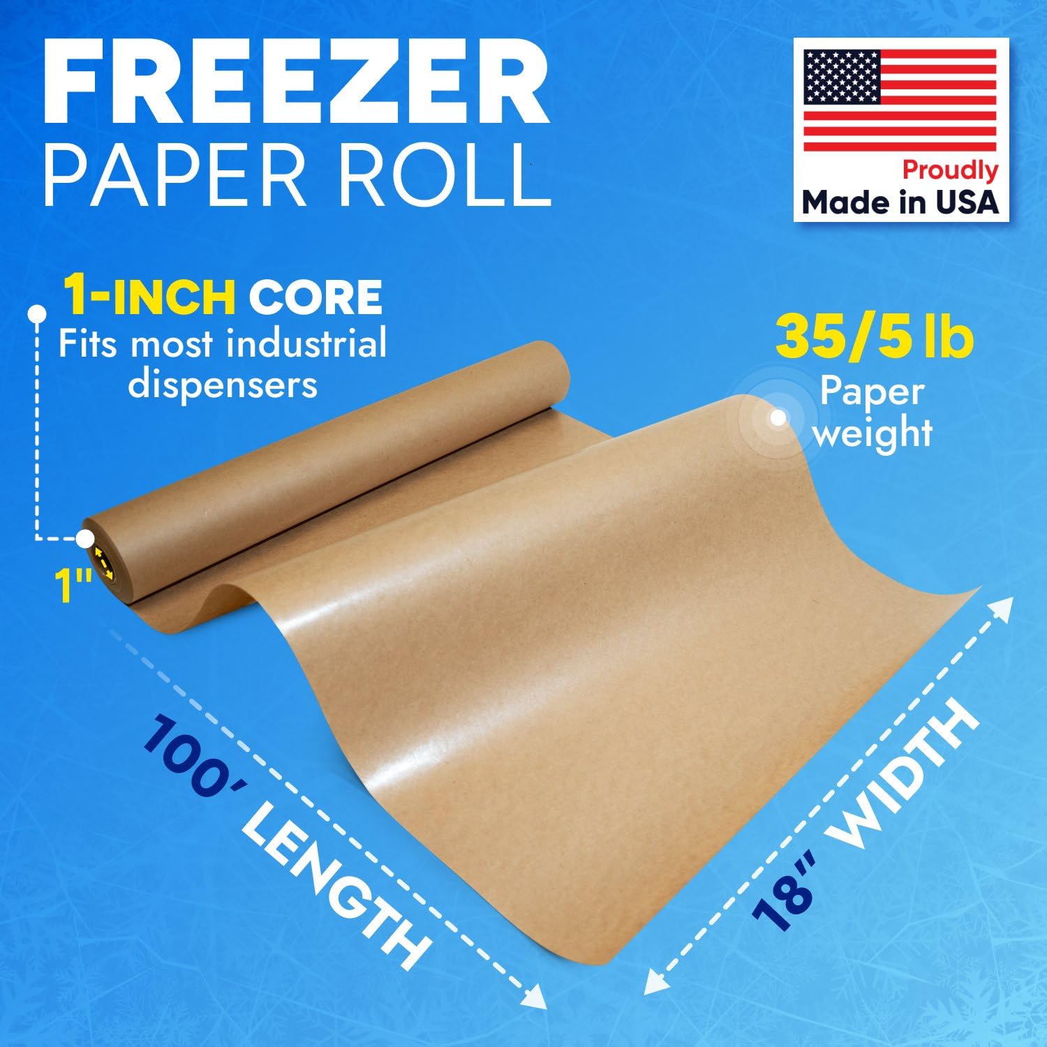 18" x 1200" (100') Made in USA Brown Freezer Paper Roll