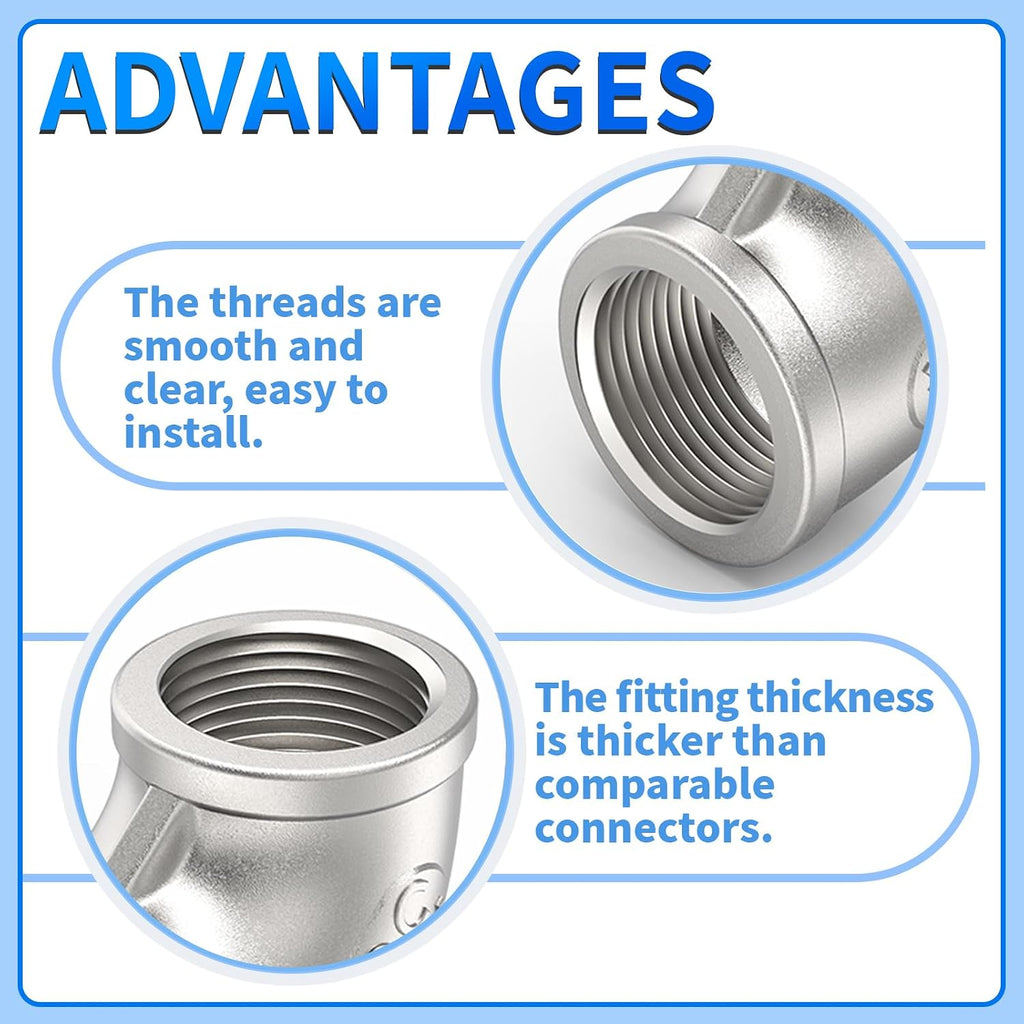 ChillWaves 304 Stainless Steel Pipe Fitting, 90 Degree Elbow 1" NPT Female x 1" NPT Female Thread Adapter(3-PACK)