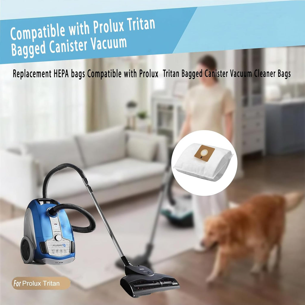 Replacement Vacuum Bags for Prolux Tritan Bagged Canister Vacuum Cleaner | Large Capacity Disposable HEPA Replacement