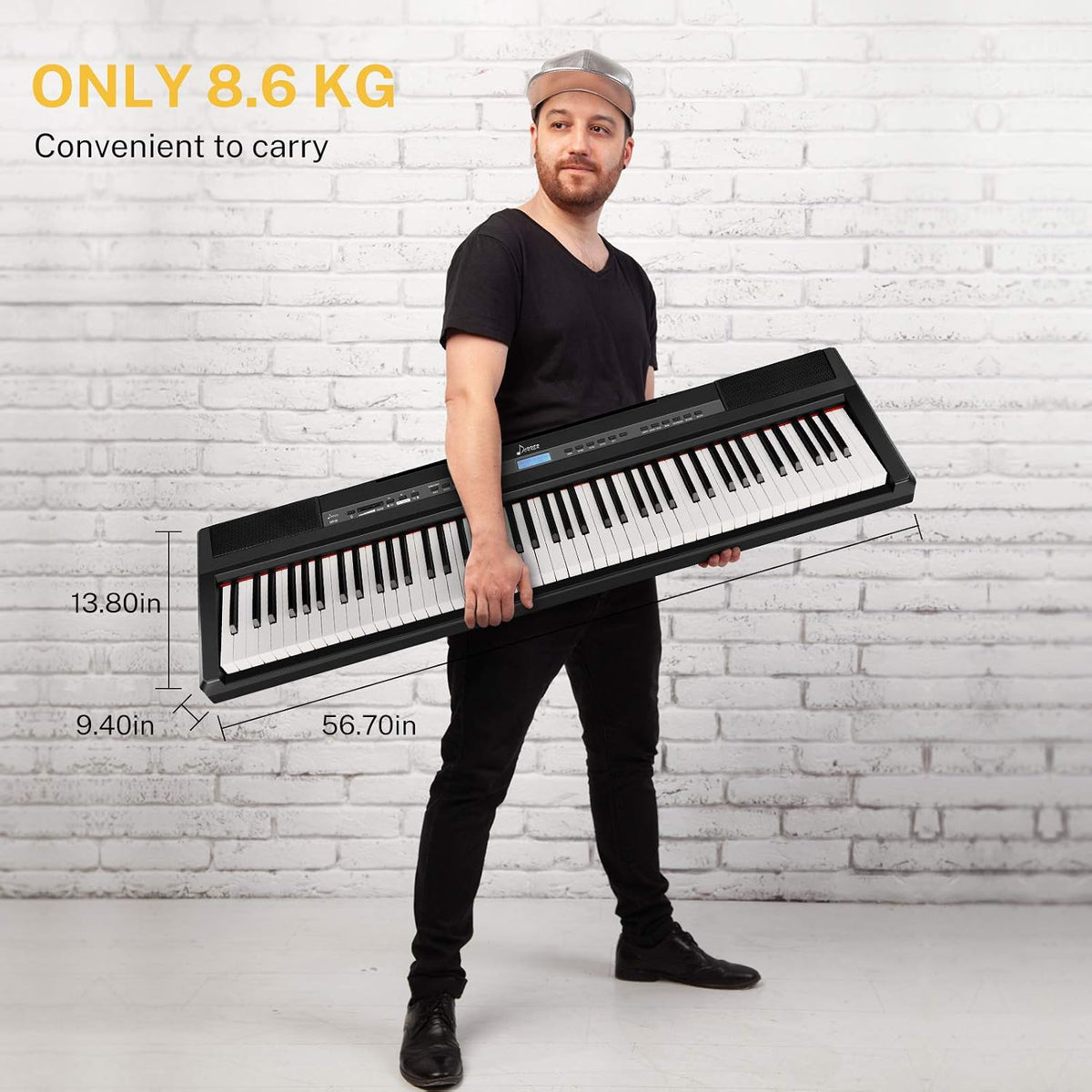 DEP-20 Beginner Digital Piano 88 Key Full Size Weighted Keyboard, Portable Electric Piano with Sustain Pedal, Power
