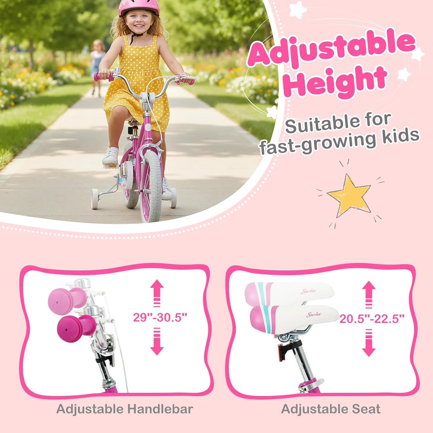 Kids Bike for 3-8 Years Old Boys Girls, 12 14 16 18 Inch Bicycle | Bike with Training Wheels, Adjustable Seat &