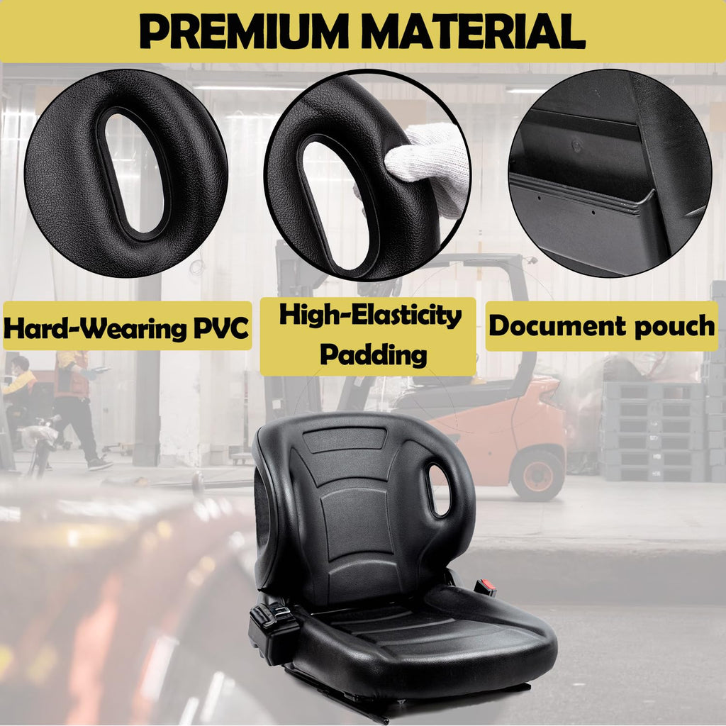 SEATIN Universal Forklift Seat W/Switch,Retractable Safety Belt fits Toyota Forklift Aftermarket,Tractor,Skid Loader,Excavator,Dozer,Backhoe,Telehandler,UTV,ATV