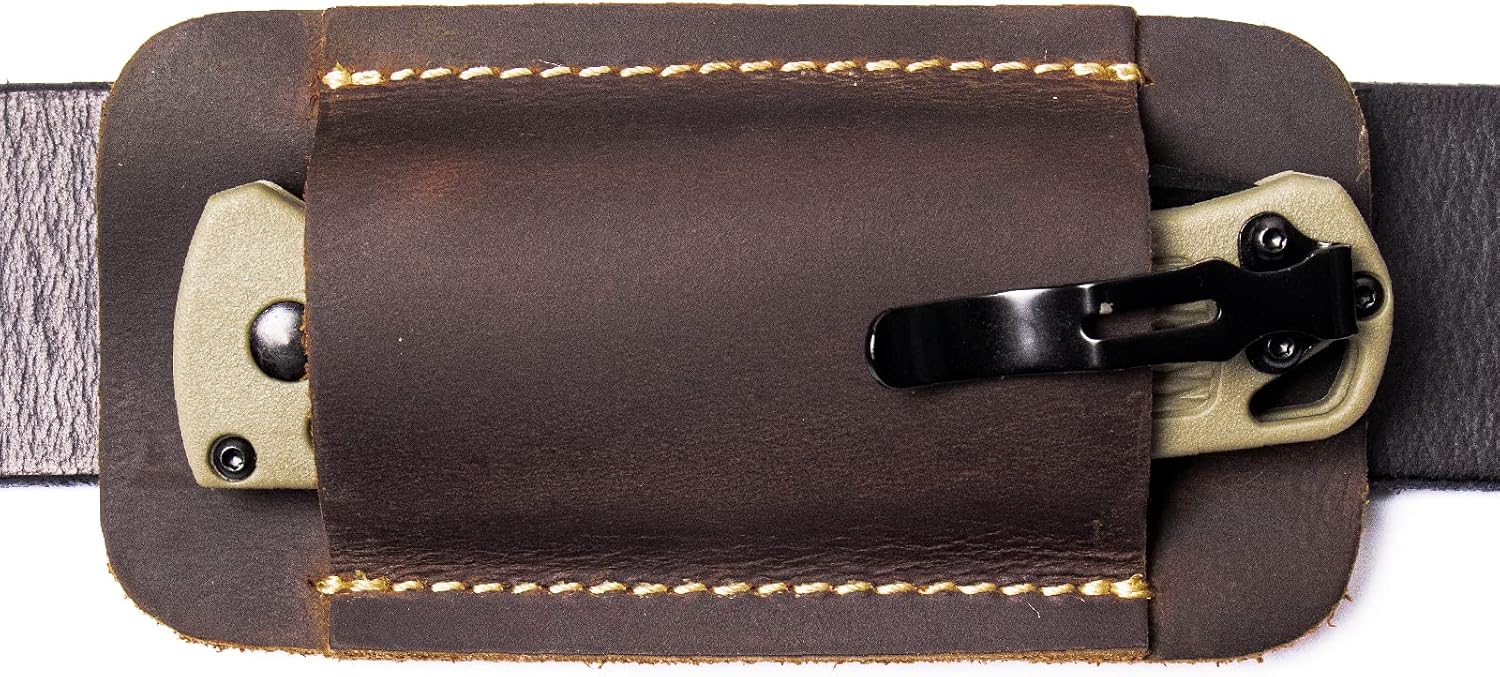 Leather Knife Sheath, Handmade Knife Holster, Horizontal Carry Leather Sheath for Belt, EDC Pocket Organizer for