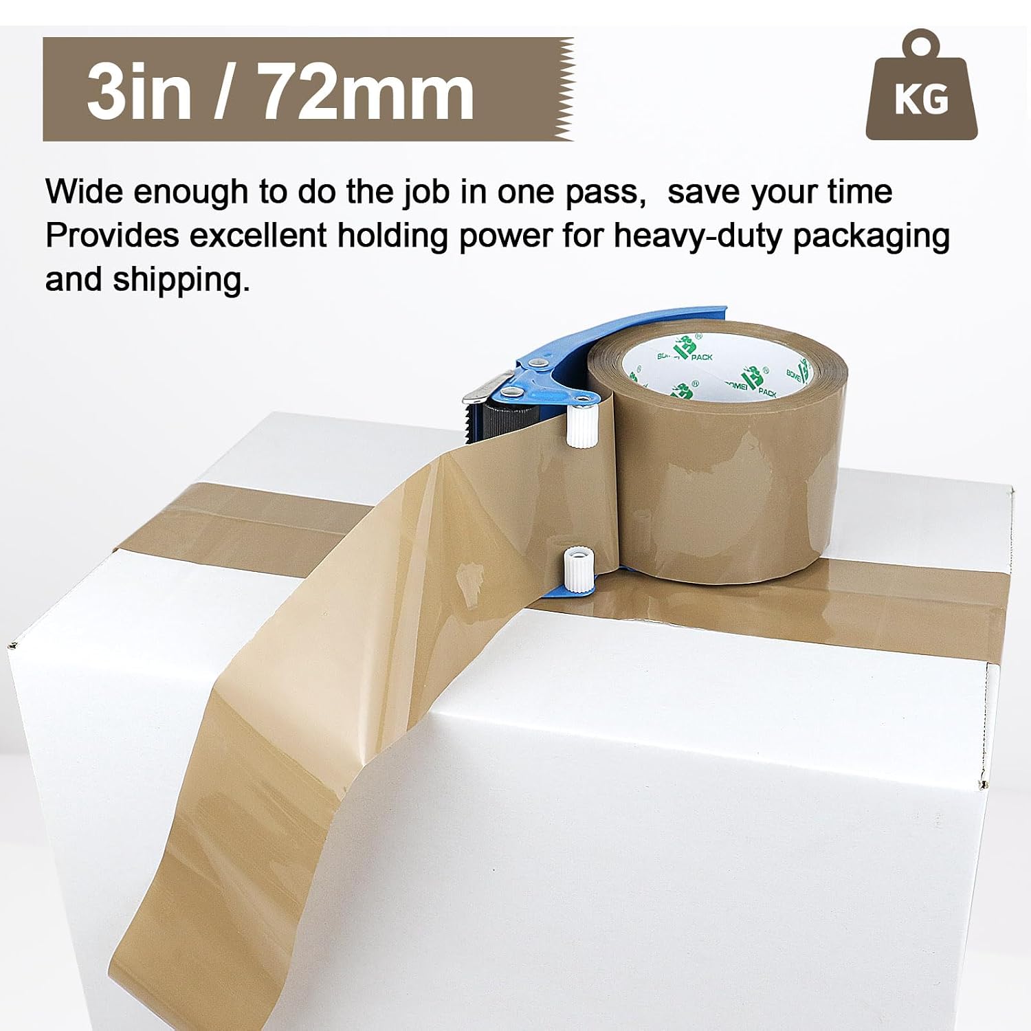 3 inch Brown Packing Tape, 6 Refills Rolls Wide Packaging Tape for Moving, Shipping and Storage, 2.4 Mil x 60 Yards