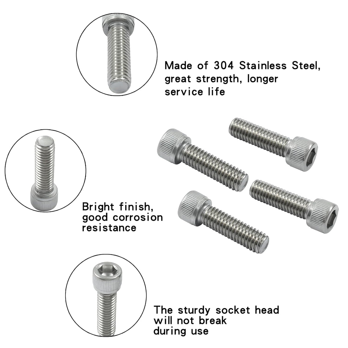 Hordion 3/8-16 x 1-1/4" Socket Head Cap Screws Bolts, 10 PCS Machine Screws