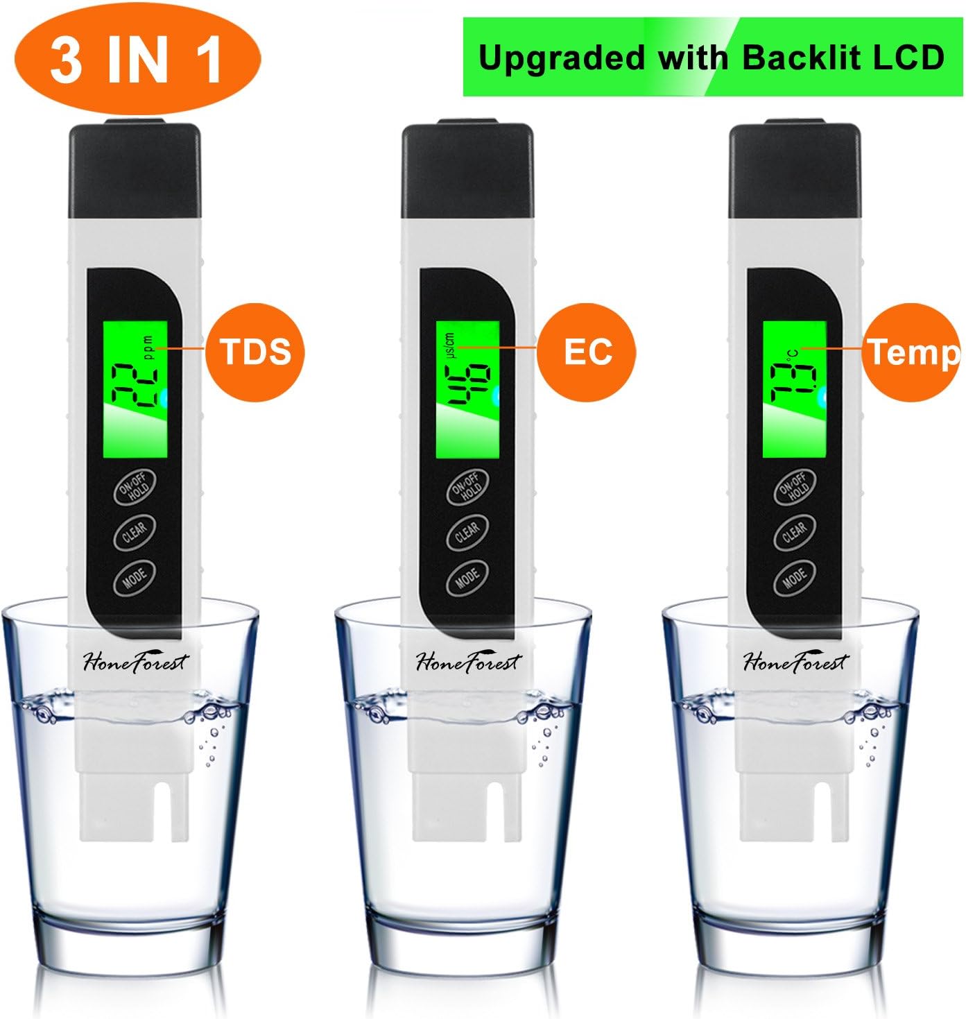 TDS Meter, Digital Water Tester - Accurate and Reliable, Measures TDS, EC & Temperature (°F/°C), 0-9990ppm, Water