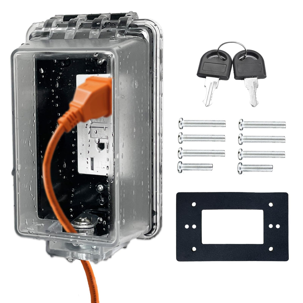PILISPARK Locking Weatherproof Outlet Cover, Clear in-Use Box