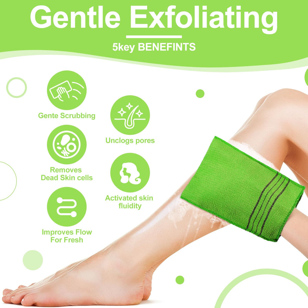 12 Pack Korean Exfoliating Mitts, Body Scrub, 8 x 5.5 in, Green