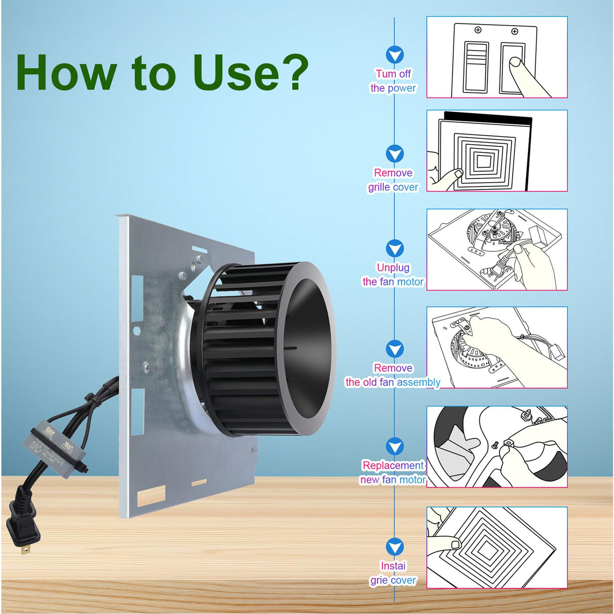 S97017066 Bathroom Exhaust Fan Motor Assembly Replacement