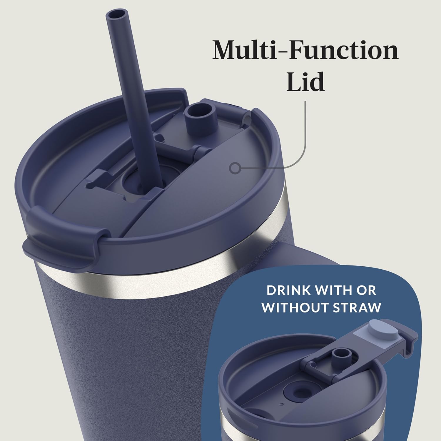 Streeterville 40oz Tumbler Stainless Steel Vacuum Insulated Leak-Proof Cold for 29 Hours Indigo