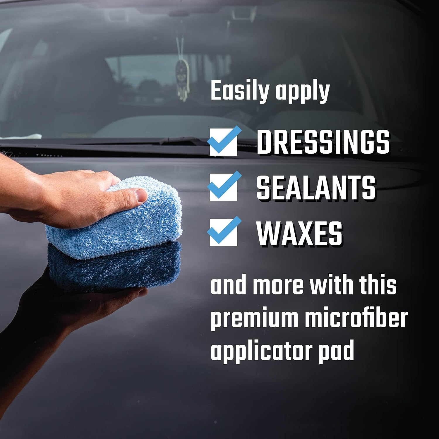 Premium Microfiber Applicator Pads, Soft Foam Core, 2 Pack | Ultra-soft foam-core pads apply sealants, dressings and