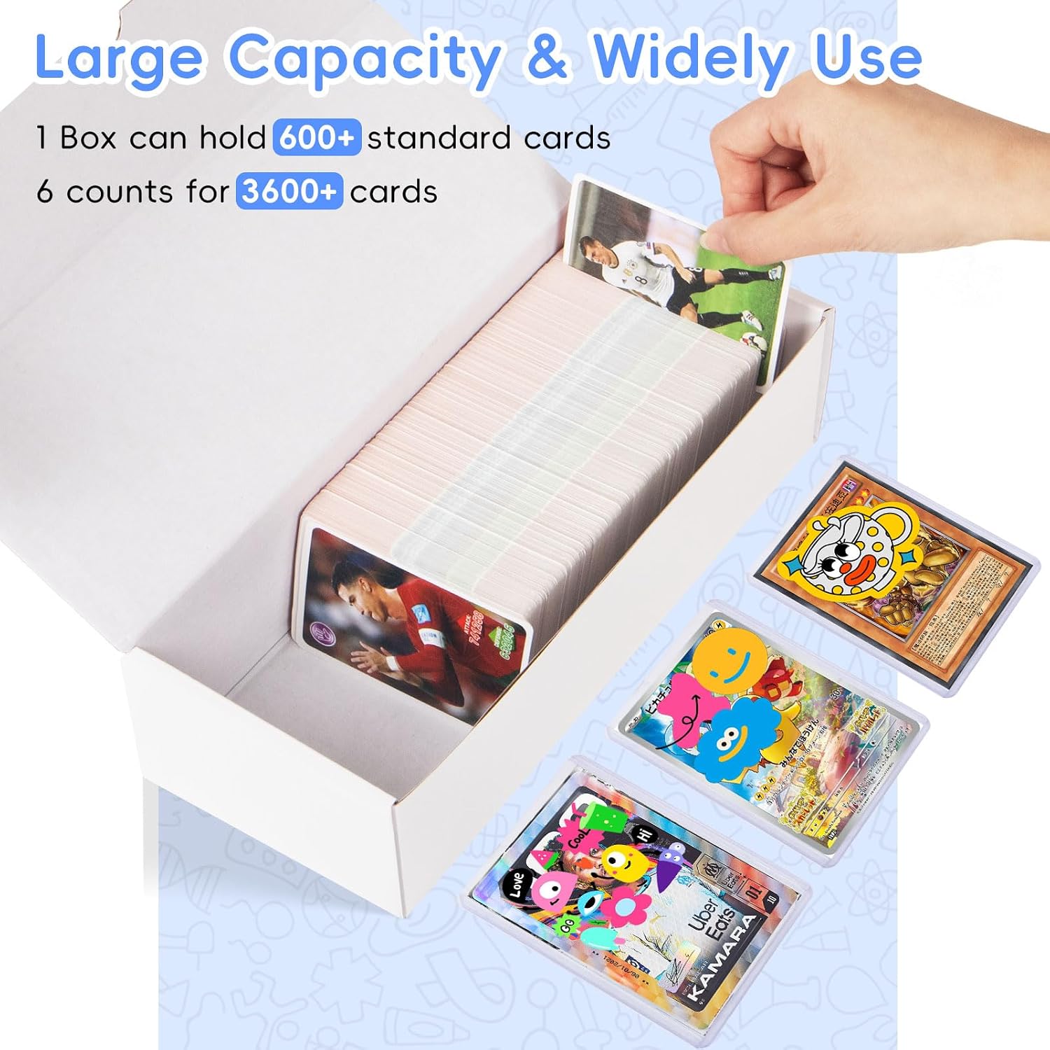 Bulk Card Storage Boxes, 6-Pack Holds 3,600 Cards for Trading Cards | Store 3,600 cards with dividers, labels and 3