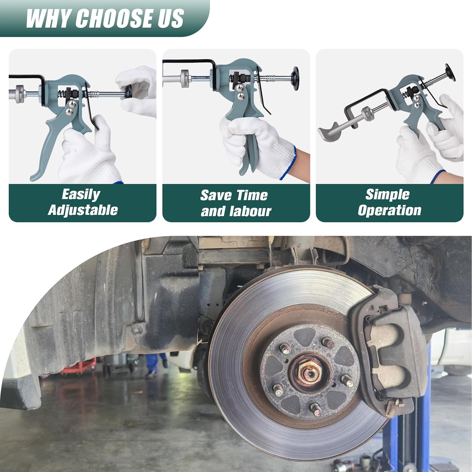 Dual Piston Brake Caliper Compressor, Heavy Duty Brake Caliper Tool, Premium Brake Pad Spreader Caliper Reset Tool