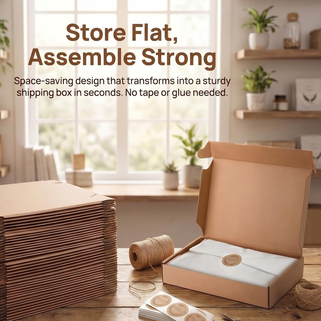 30 Pack 12x8x2 Inches Shipping Boxes, Brown Corrugated Cardboard Mailer Boxes, Medium Mailing Boxes for Shipping