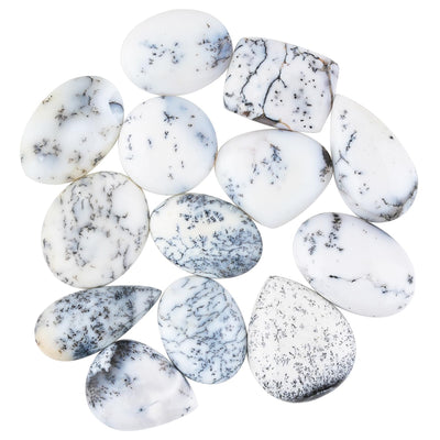 5pcs Dendrite Opal Cabochons Gemstone Crystals, Wholesale Bulk Lot, Wire Wrapping, Natural Stones, Jewelry Making