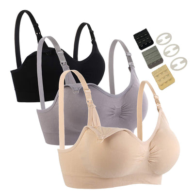 SOTP Seitop 3 Pack Nursing Bra for Woman, Seamless Breastfeeding Bras L