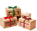 Large Bread Gift Boxes with Ribbons & Window (20 Pack) Mini Loaf Packaging